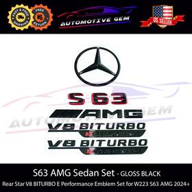 A2238170100 Mercedes-benz S63 Amg V8 Biturbo E Performance Rear Star Emblem Black Combo Set W223