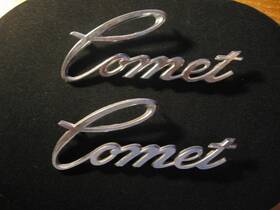 D34b-6250400-aa Mercury - Comet D34b-6250400aa 2 Vintage Chrome Metal 5 Inch Emblems