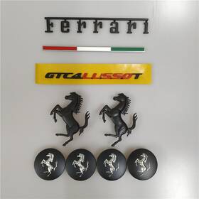 84933700 Metal Ferrari Gtc4 Italy Badge And Horse Emblem Script Wheel Caps Kit Matte Black