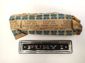 2786334 Mopar 1968 Plymouth Fury I Fender Emblem Badge Logo Nos