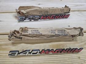 3573632 Mopar Nos 71-73 Dodgecharger Hood Large Font Inch 340 Magnum Emblem Pair