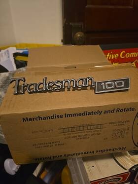 4033142 Mopar 1978 1980 Dodge Tradesman 100 Metal Fender Emblem Nice Shape A235