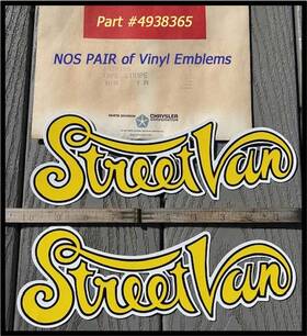 4938365 Mopar Nos 1970s Dodge Street Van Emblem Vinyl Pair Sportsman 1975 1976 1977