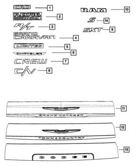 68093484aa Mopar Genuine Lift-gate Nameplate