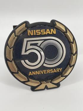62392-b1100 Nissan Vintage 50th Anniversary Emblem Badge 3.5 Inches Wide With Studs