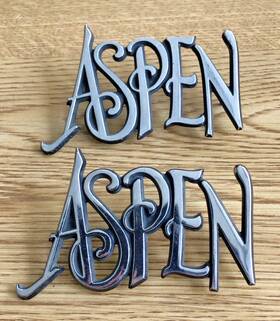 4022355 Oem 1976-1980 Dodge Aspen Script Emblems 2 Metal Mopar Front Fender Badges