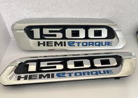 68500542aa Oem Mopar 2019-2022 Dodge Ram 1500 Hemi E Torque Chrome Hood Nameplates Right And Left