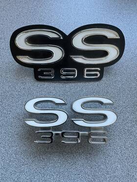 3891434 Oer 1966 Chevelle Inch Ss 396 Front Grill Emblem And Rear Panel Set