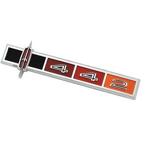 389758 Oer 1965 Oldsmobile 442 Dash Panel Emblem Rocket In Tri-color Bar
