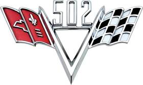 Fe502 Oer 1963-72 Chevrolet Inch 502 Crossed Flags Front Fender Emblem Each