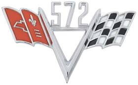 Fe572 Oer 1963-72 Chevrolet Inch 572 Crossed Flags Front Fender Emblem Each
