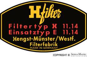644.701.003.00 Other Porsche Oil Filter Decal - H-filter 356 356a 356b 356c 911 912 64