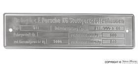 911.723.009.19 Other Porsche Chassis Id Plate - 2.0 911 65-69 91172300919