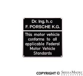 Smc.356.101 Other Porsche Us Compliance Plate 356b/356c/911/912/914 60-76 Smc356101