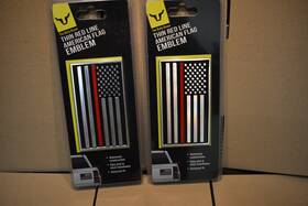 Tt-3821 Pilot Automotive Set Of 2 Thin Red Line Us Flag Emblem Badge Sticker 1/4ftft X 4ftft