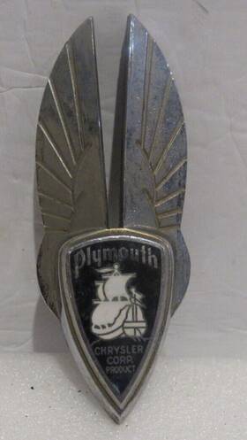 652955 Plymouth Antique 1935-36 Winged Grille Trunk Emblem Chrysler Sail Ship