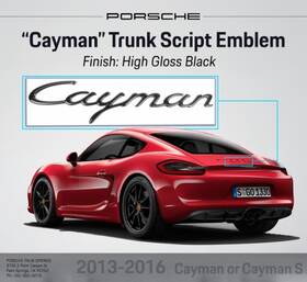 981-559-239-02 Porsche Genuine Cayman Trunk Script Emblem 981 Gloss Black 98155923902