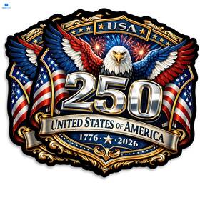 1776-2026 Printlabz Usas0010 Usa 250th Anniversary Vinyl Sticker 2-pack - 5 Inch Inches Multi