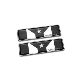 Ptus10781-fba Ptdecals One Pair 3d Metal Black And White Puerto Rico Flag Emblem Sticker Badge Decals