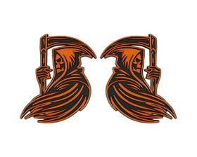 Emgrorl1 Red Star Pro Grim Reaper Emblem Custom Badge 3d Decal Sticker Fender Car Truck Suv Orange