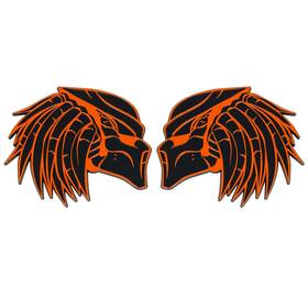 Emporl0001 Red Star Pro Orange Right And Left Facing Predator Emblem Badge Set Of 2 Auto Car Truck