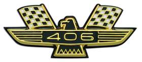 C2az-16228-c Reproduction Ford Black And Chrome 406 Front Fender Bird Emblem