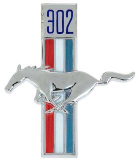 16228i Scott Drake 1968 Mustang 302 Running Horse Tri-bar Fender Emblem Lh