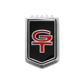 C5zz-16098-bgt Scott Drake Fender Emblem Black With Red Gt Lettering Pin-on Mustang 1965-1966