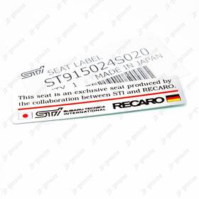 St915024s020 Subaru Oem Genuine Inch Recaro Seat Aluminum Emblem Sicker Nameplate