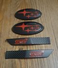 Subie Performance Bundle Matt Black Red Badges Emblem For Subaru