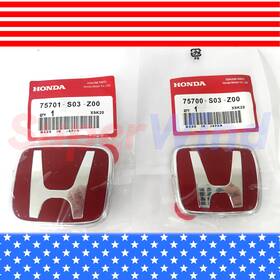 75700-s03-z00 Superwind For Honda Civic 96-00 Ek Type R Front&rear Emblem Badge Red Oem 92-95