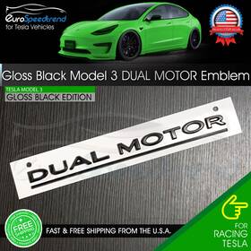 1474572-00-a Tesla Model 3 Y X Dual Motor Emblem Gloss Black Rear Trunk Lid Badge Logo Oe