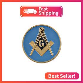 Tme-emb-00003 The Masonic Exchange Square And Compass Round Auto Emblem - Blue Gold 3ftft Diameter
