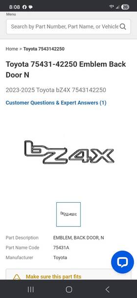 75431-42250 Toyota Door Emblem