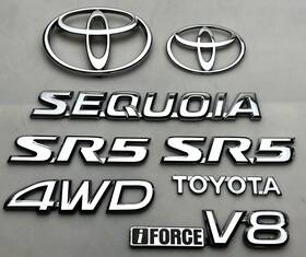 75742-34010 Toyota 2001-2007 Sequoia V8 Sr5 4wd Trunk Emblem Badge Logo Set Oem Chrome