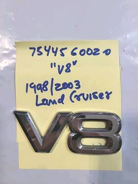 75445-60020 Toyota / Lexus Inch V8 Rear Emblem. Oem Refurbished. 1998/2003 Land Cruiser