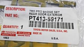 Pt413-89171 Toyota Genuine Oem Trd Pro Badge Black Metal New