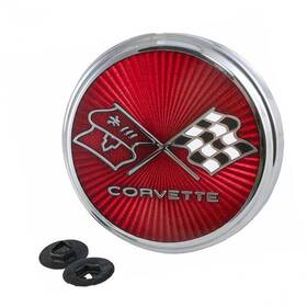 5961 Trim Parts Emblem Hood Crossed Flags Logo Chevy Corvette Each