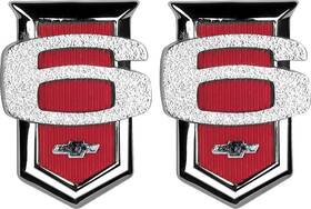Cm3018 Trim Parts 1963 Impala Bel Air Biscayne 1962-64 Chevy Ii 6 Cylinder Front Fender Emblems