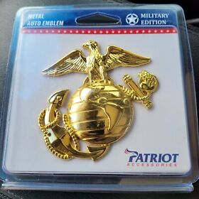 X0020w3s1p U.s. Marine Corps Gold Metal Auto Emblem 3.25 X 3.25inch New And Still Sealed Close