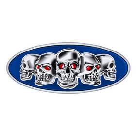 10883 United Pacific Emblem Chrome Die Cast Skull Blue