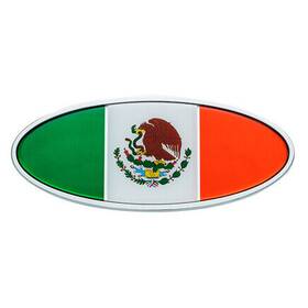 10924 United Pacific Emblem Chrome Oval Mexico Flag