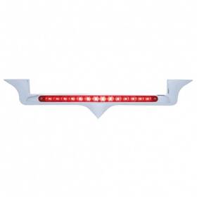37819 United Pacific Hood Emblem Chrome With 14 Led Light Bar Red Led/red