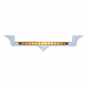 39878 United Pacific Hood Emblem Chrome With 14 Led Light Bar Amber