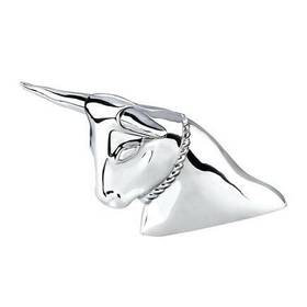 72034 United Pacific Hood Ornament Chrome Long Horn Bull