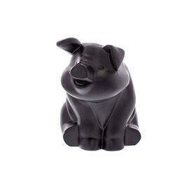 72047 United Pacific Hood Ornament Matte Black Die-cast Sitting Pig Design