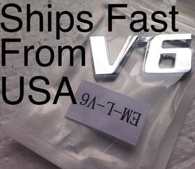 75445-60090 Universal New V6 Car Chrome Inch V-6 Emblem Badge Chrome. Sold And Ships Fast From Usa
