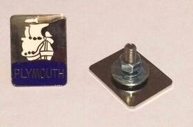 F67-16400-e Vintique Plymouth Medallion / Emblem Set 1-3/8 Inch H X 1-1/8 W With Mounting Studs