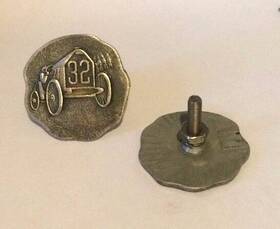 F70-16400-e Vintique Vintage 32 Racer Medallion Emblem Set 1.5 Inch Diameter With Mounting Studs