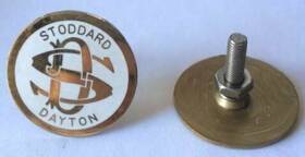 F75-16400-e Vintique Stoddard Dayton Car Medallion / Emblem Set Of 2 With Mounting Studs